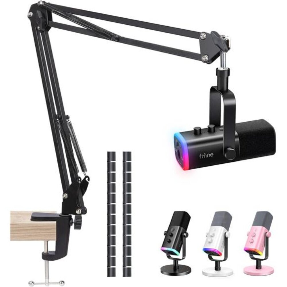 Metal Scissor Mic Boom Arm Boom Arm Adapter Microphone Stand with Cable Sleeve